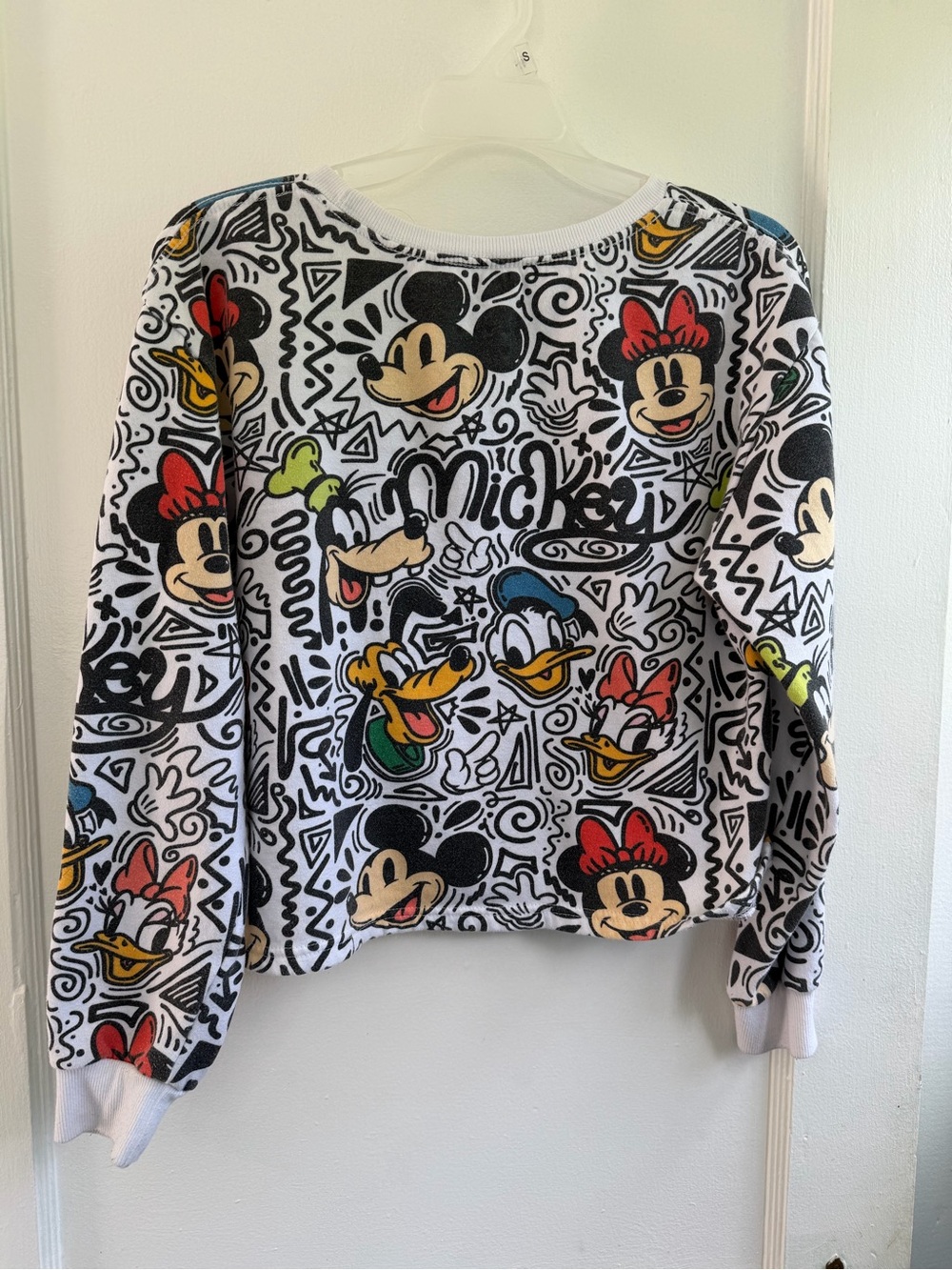 Disney Mickey & Friends Printed cropped Crewneck Sweater - White/Multi